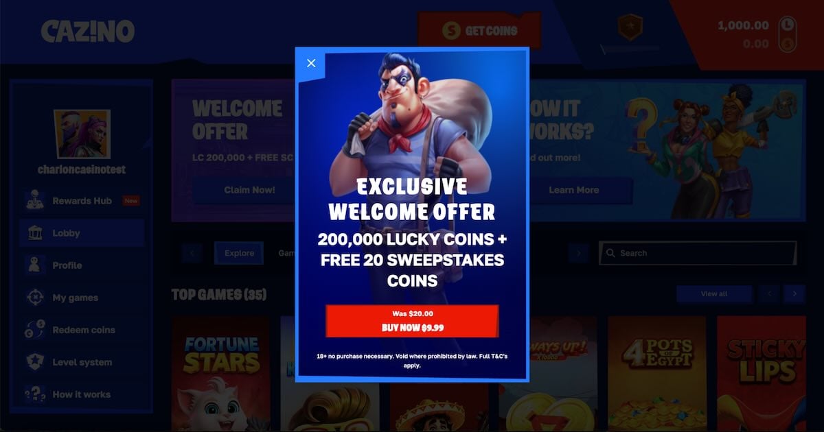 Cazino Welcome Bonus