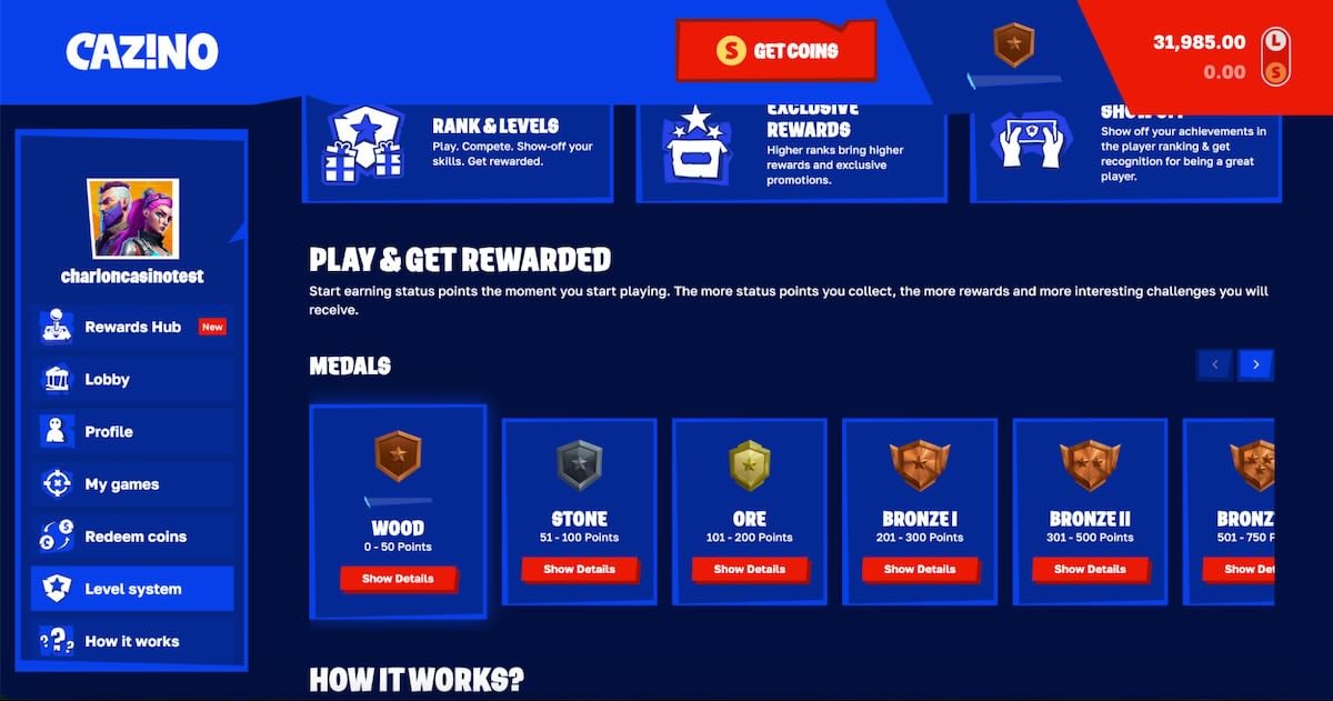 Cazino loyal player medals