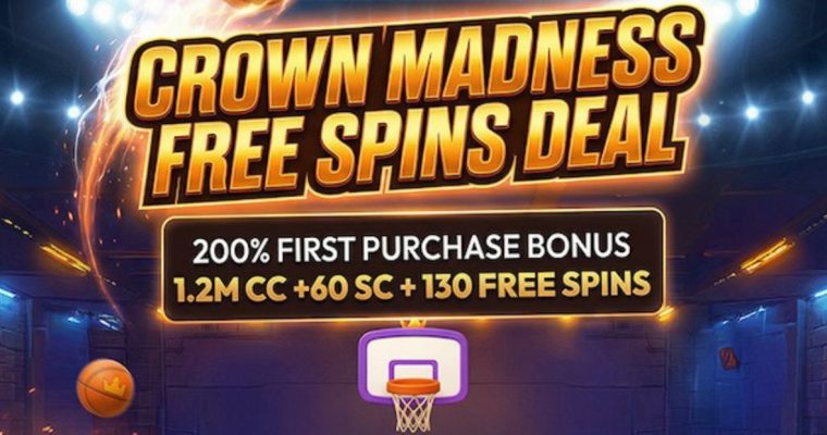 Illustration of Basketball Court with Text Reading Crown Madness Free Spins Deal