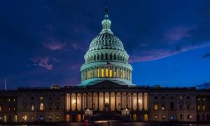 Blue Hour And a Well Lit Capitol Building in Washington DC