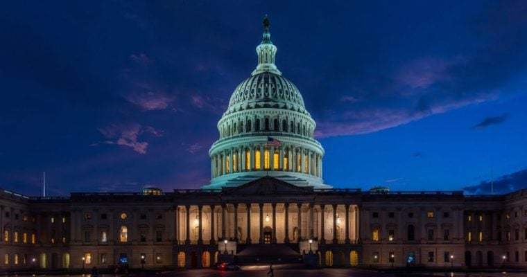 Blue Hour And a Well Lit Capitol Building in Washington DC