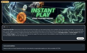 A screenshot from Horseplay Casino's site about their Instant Play program.