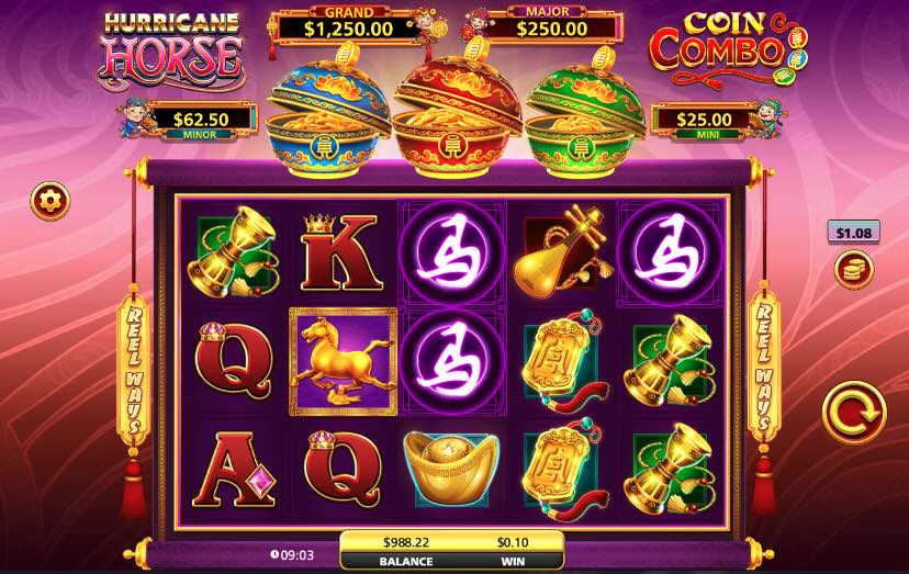 Sticky wilds in Hurricane Horse Coin Combo