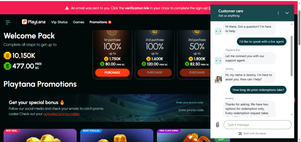 Playtana customer support