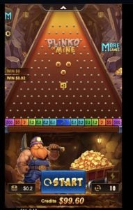 A screenshot showing gameplay of the game Plinko of Mine at Horseplay Casino