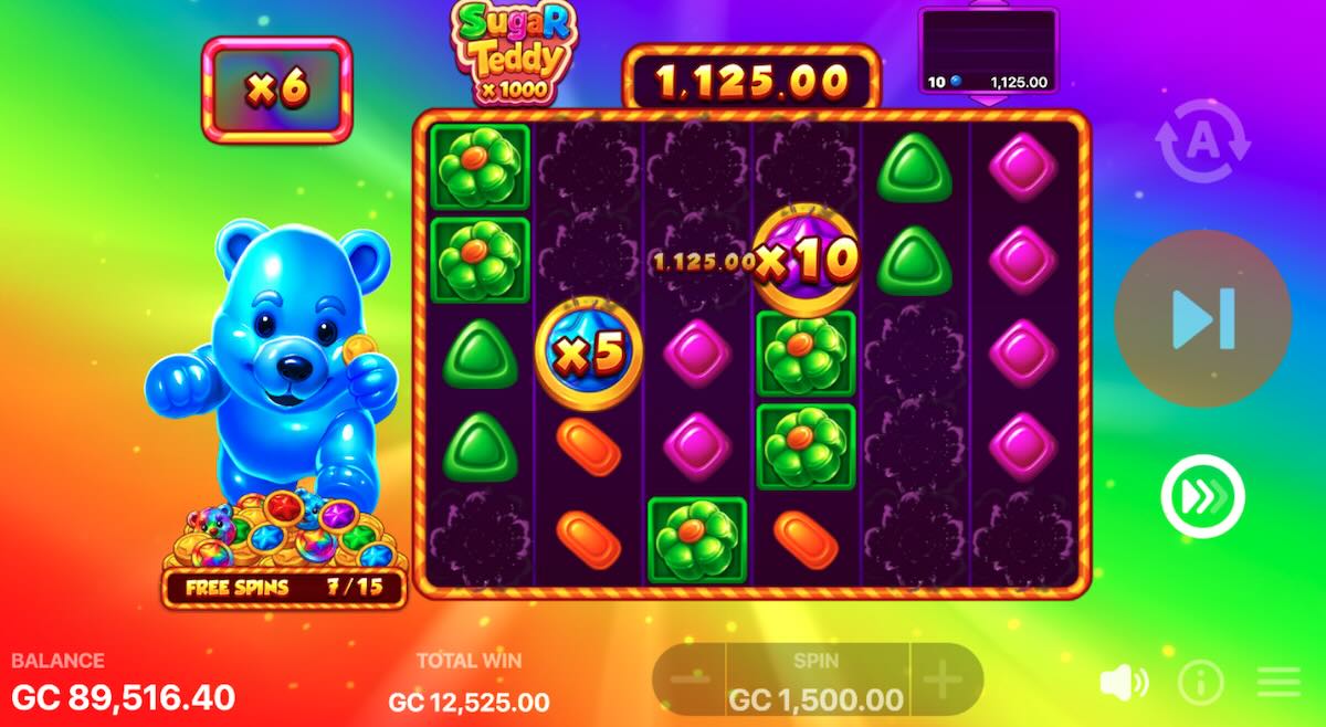 Sugar Teddy slot with multipliers engaged