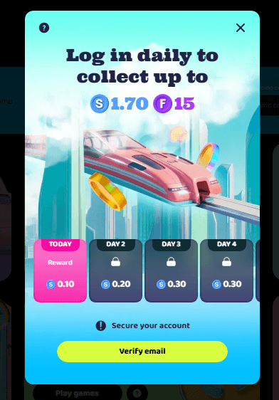 Sweepico daily login bonus
