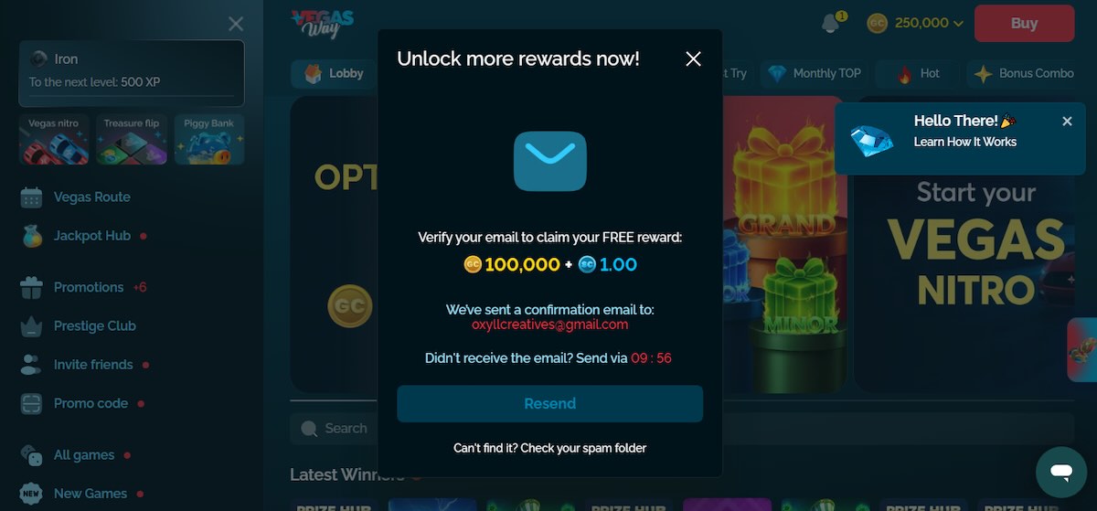 Vegas Way bonus verification