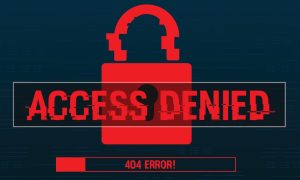 Digital Graphic Design Reads Access Denied Over Padlock and 404 Error