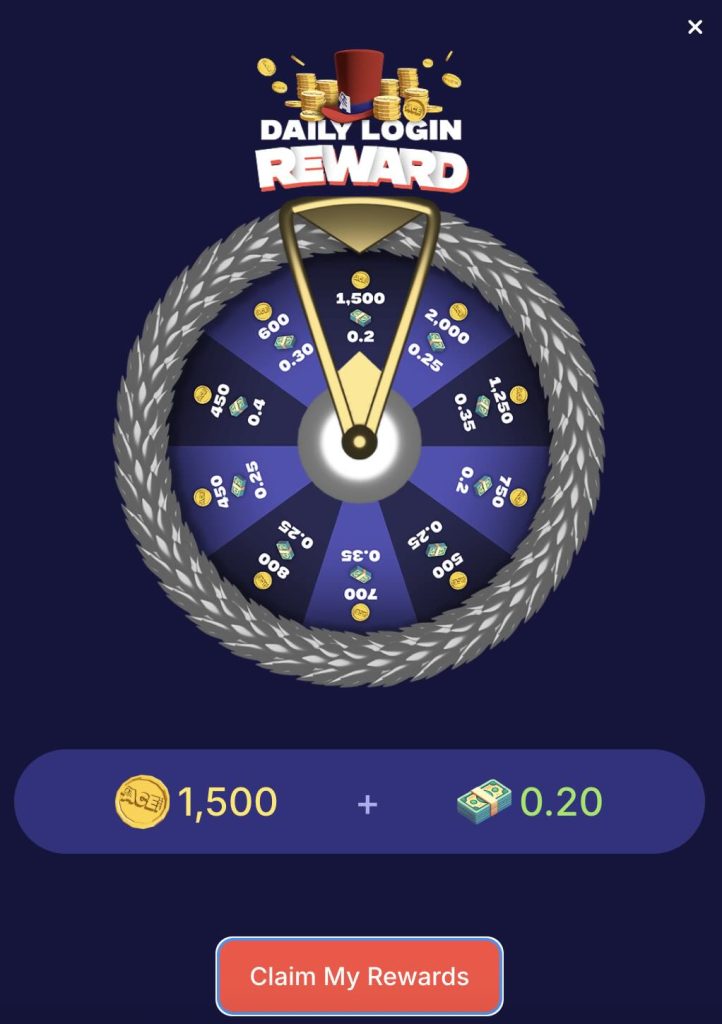 Ace.com Casino daily bonus wheel