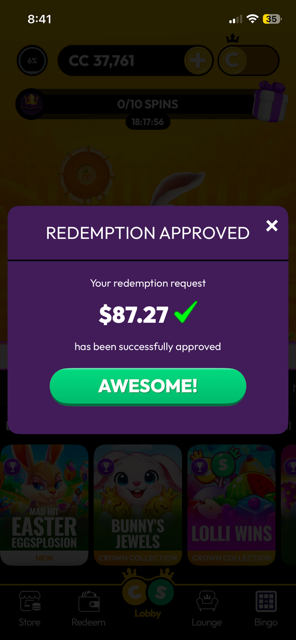 Crown Coins redemption approved 2026