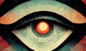 Blue, Black, Red and Green Colors Depicting an All-Seeing Eye