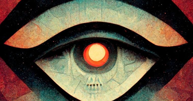 Blue, Black, Red and Green Colors Depicting an All-Seeing Eye