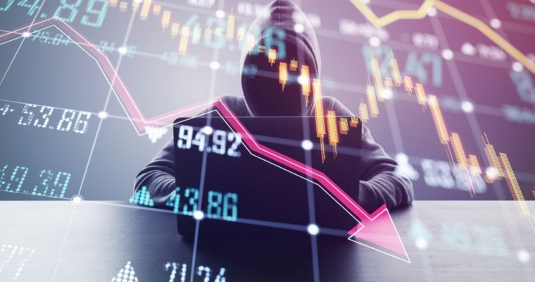Digital Financial Graphs and Numbers Overlay Image of Man in Hoodie with No Face