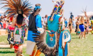 Native Americans Gather in Celebration of Heritage Outside on a Sunny Day