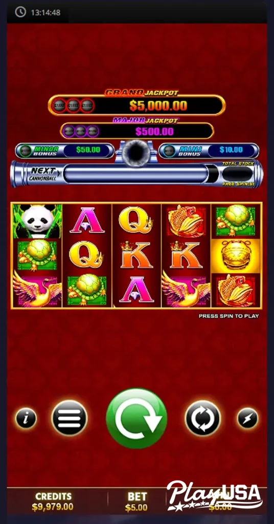 Losing round on the Cannonball Panda slot