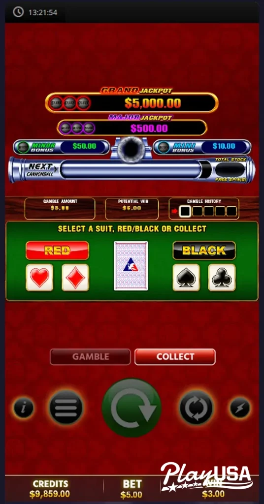 Gambling feature on Cannonball Panda slot