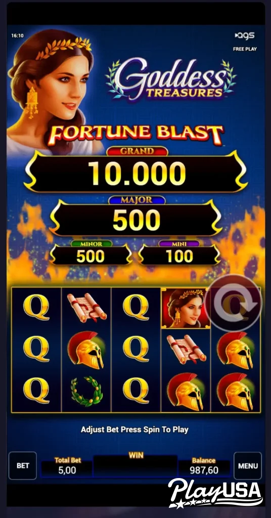 Losing round on the Goddess Treasures slot