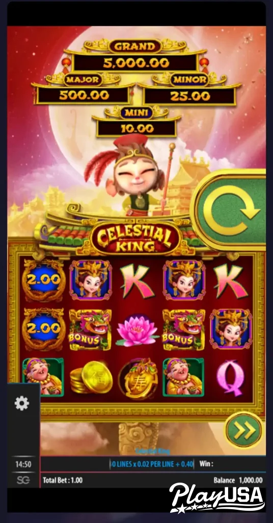 Celestial King slot game start screen