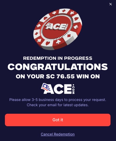 Ace Casino cash prize