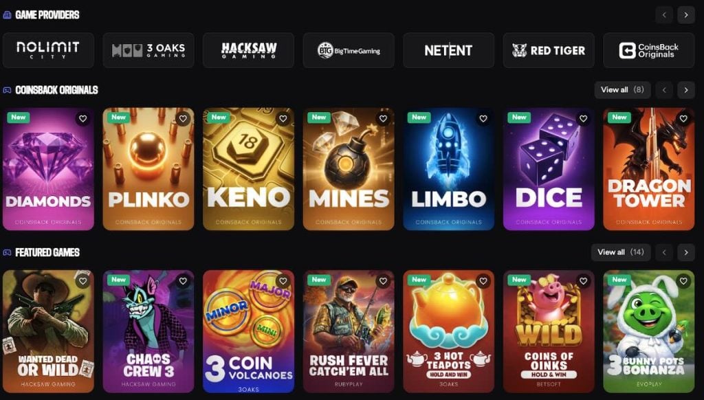 CoinsBack slots and games