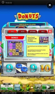Donuts Slot Paytable