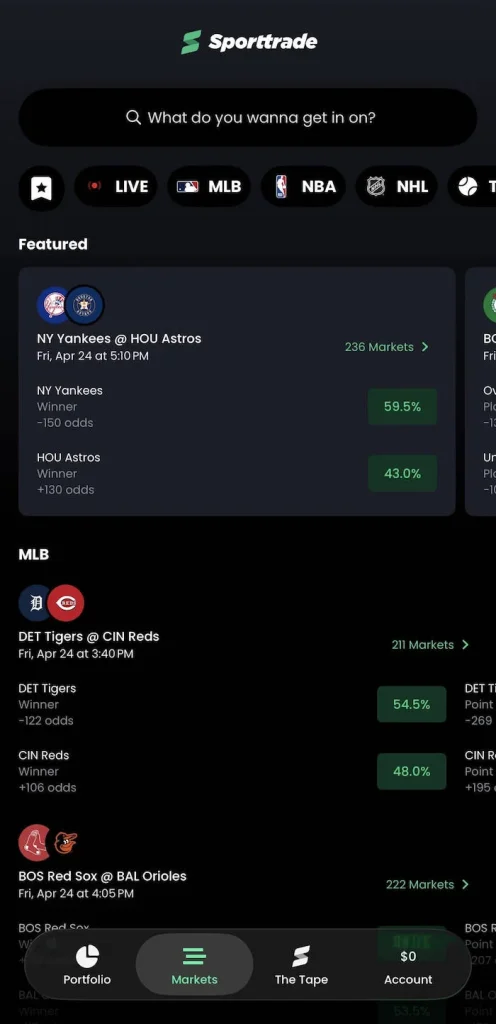 sporttrade baseball example screenshot