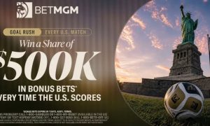 Statue of Liberty with Soccer Ball and BetMGM Logo Image for FIFA World Cup Promo