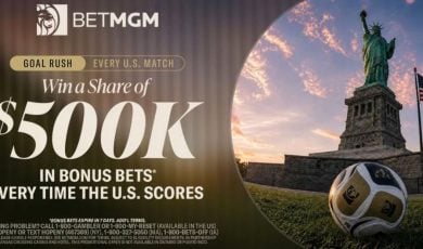 Statue of Liberty with Soccer Ball and BetMGM Logo Image for FIFA World Cup Promo