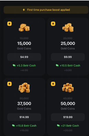 Betr Casino purchase options