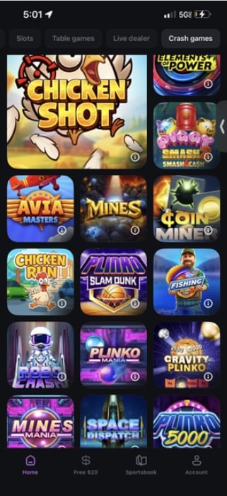 Betr Social Casino crash games