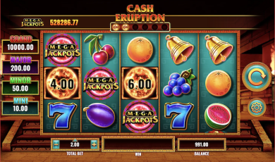 Fruits, Bells and Mega Jackpots Symbols Featured in Cash Eruption Online Slot Game