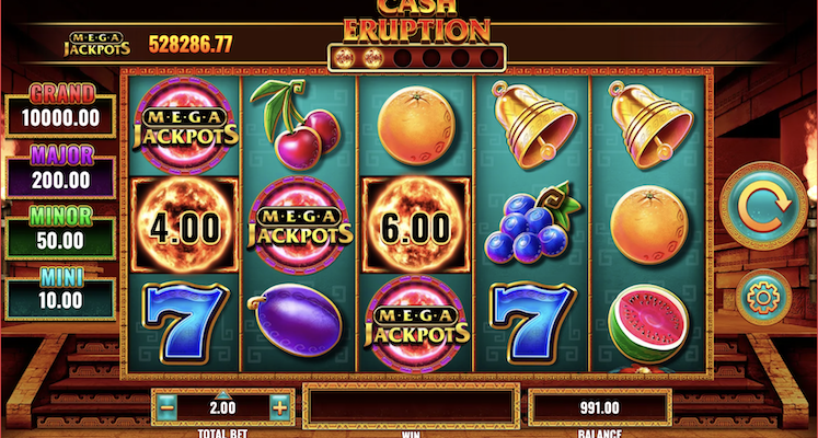 Fruits, Bells and Mega Jackpots Symbols Featured in Cash Eruption Online Slot Game