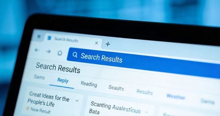 Computer Monitor Shows Online Search Results