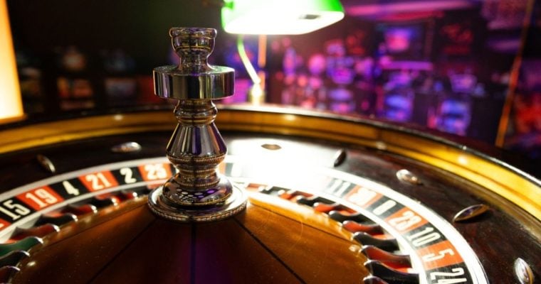 Empty Casino Background with Static Roulette Wheel Foreground
