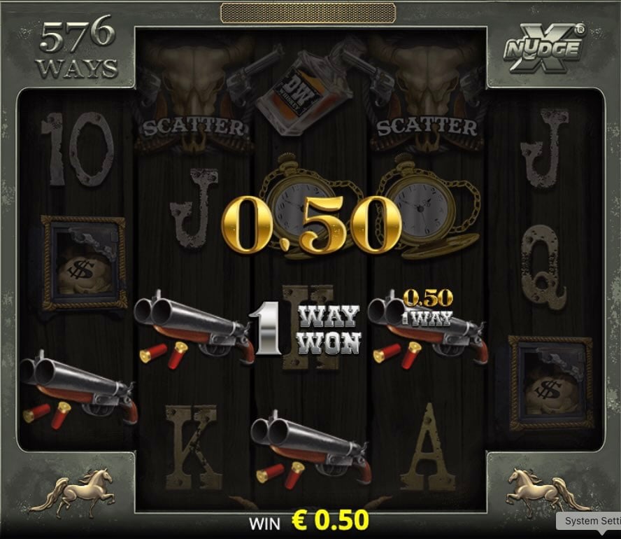 0.5 SC win on the Deadwood slot from NoLimit City
