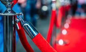 Red Velvet Rope Surrounds a Red Carpet