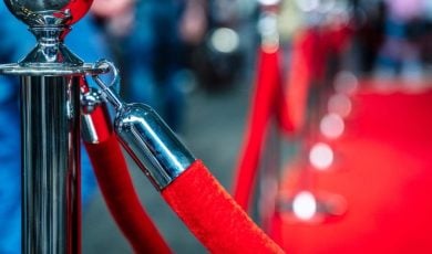 Red Velvet Rope Surrounds a Red Carpet