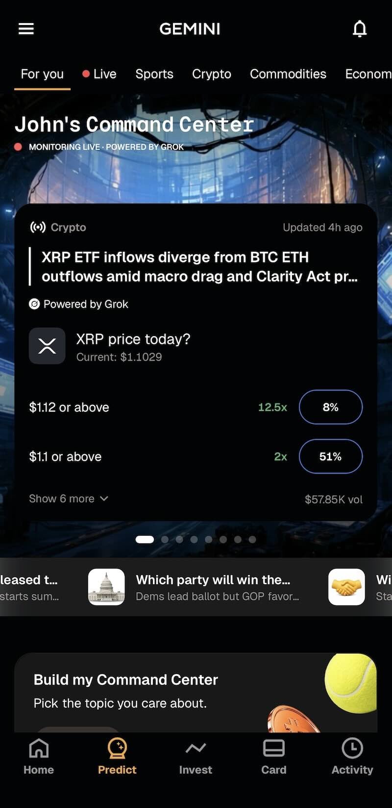 Gemini crypto prediction markets