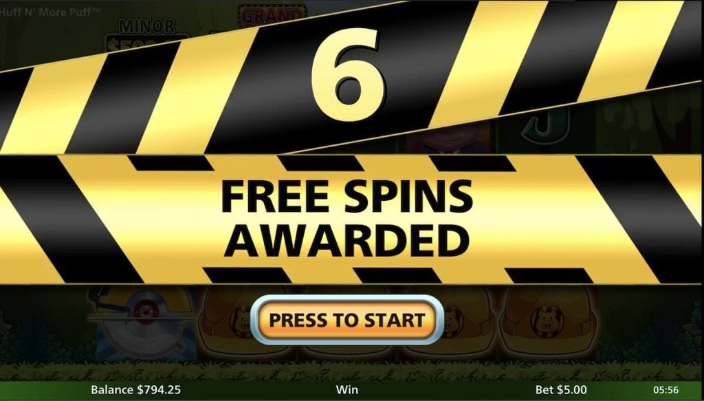 Huff N More Puff 6 free spins