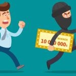 Cartoon of Thief Running Away With Golden Check