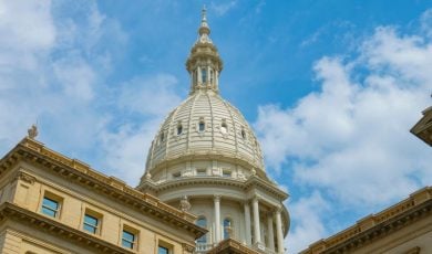 Blue Skies Behind the Dome at the Michigan Capitol Building