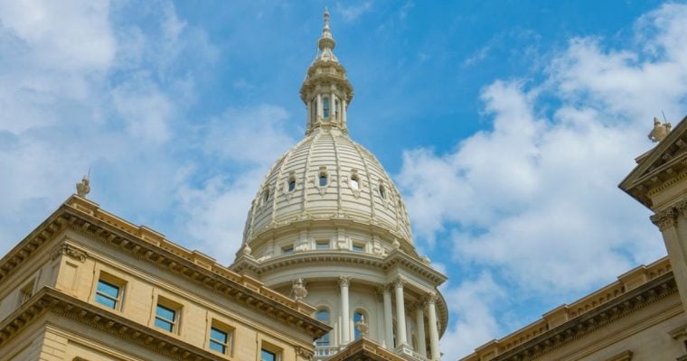 Blue Skies Behind the Dome at the Michigan Capitol Building