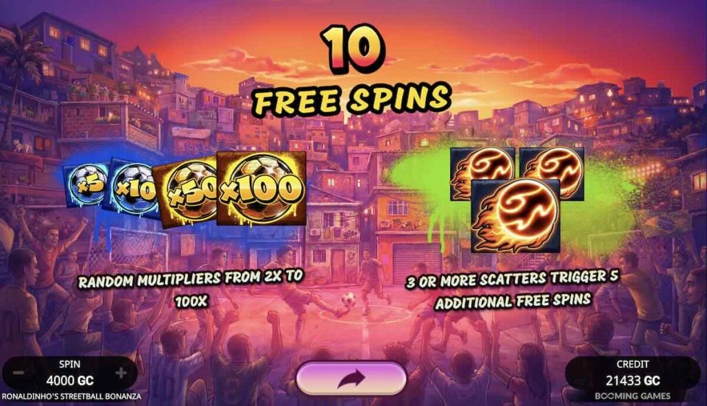 Ronaldinho's Streetball Bonanza free spins round