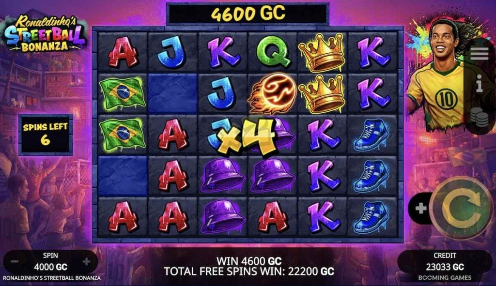 Ronaldinho's Streetball Bonanza  free spins multiplier