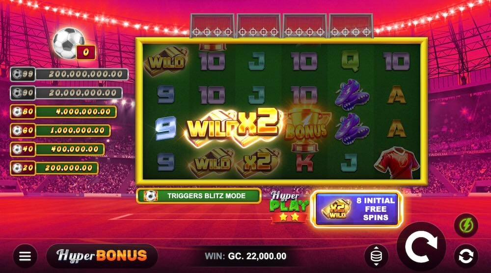 Win on Soccer Storm slot, includes wild symbol