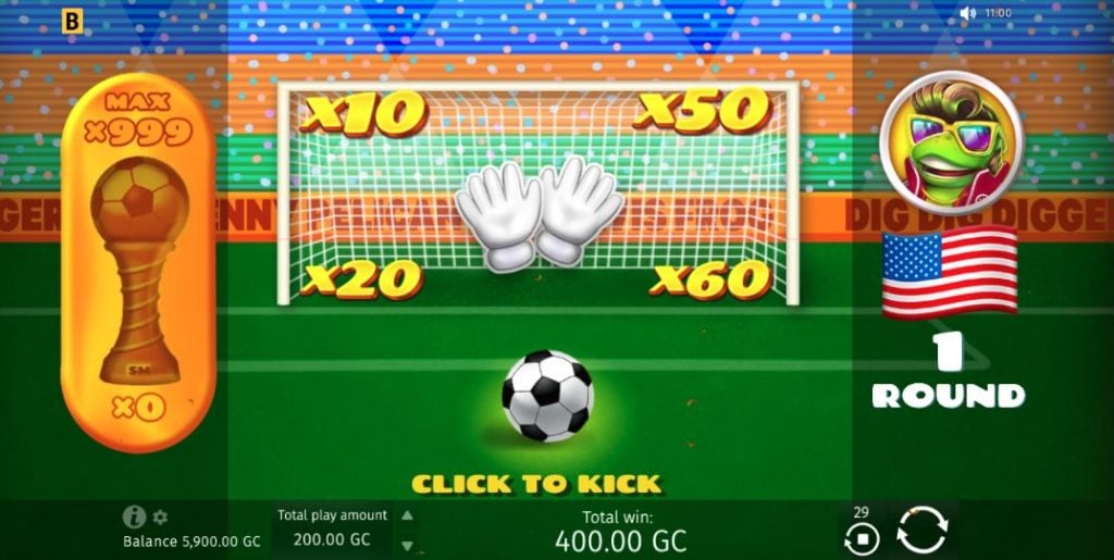 Soccermania bonus round shootout