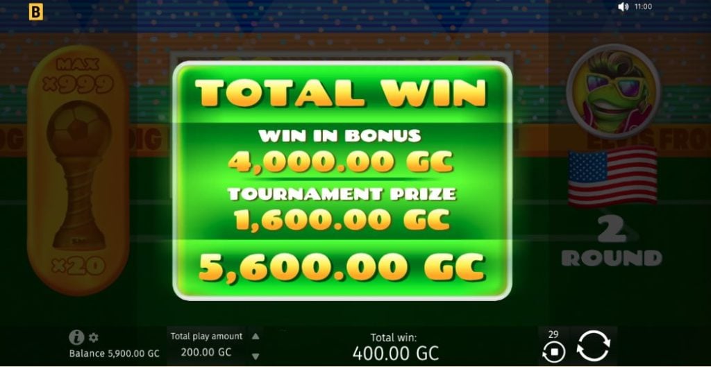 Soccermania total win from bonus round