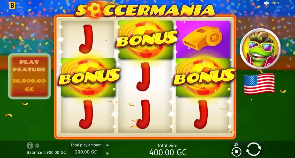Soccermania bonus round triggered
