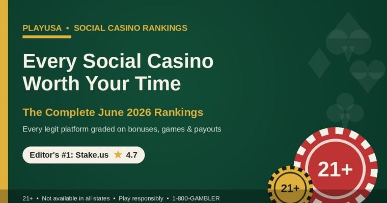 Banner for social casinos worth the user's time in June 2026